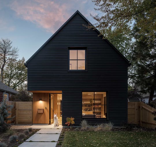 Fifth Street Passive House front with dog