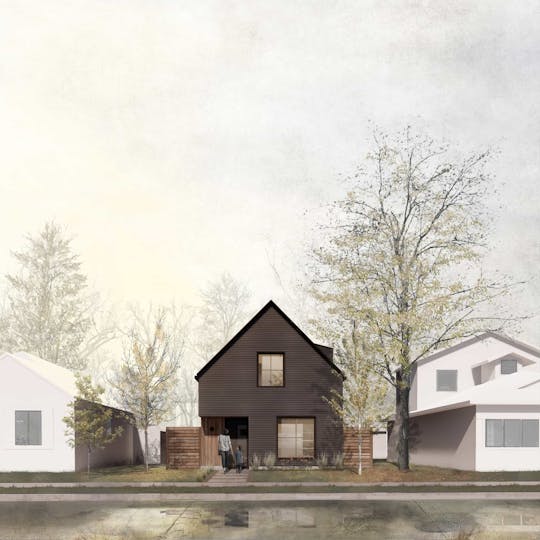 Fifth Street Passive House front rendering